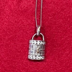 18” Lock Necklace silver colour CZ